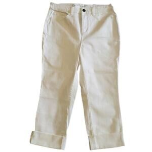 Christopher & Banks Denim Classic Fit Straight Leg White Cuffed 6 Short